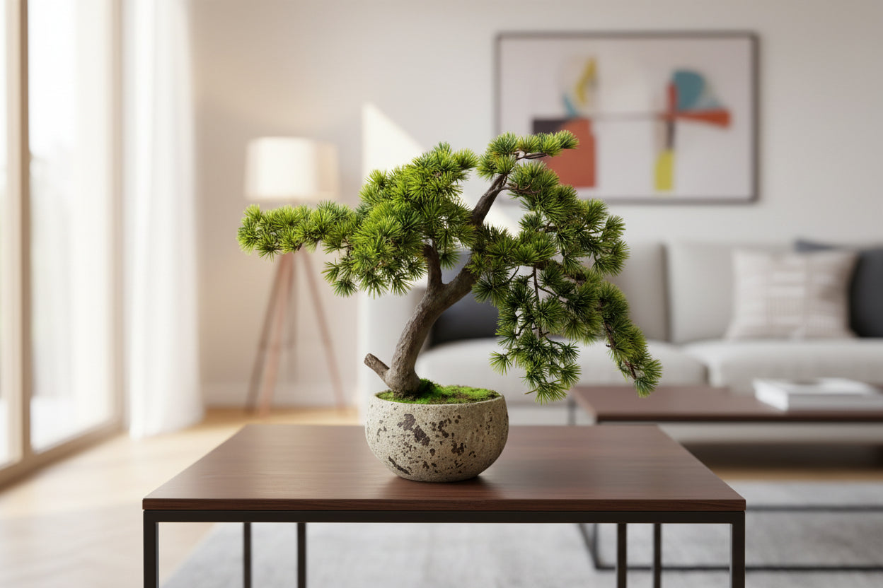 Pino Bonsai artificiale in vaso di cemento h50 cm