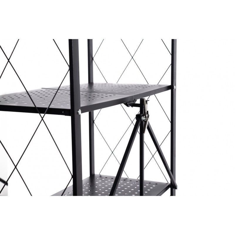 Carrello Pieghevole A 3 Ripiani | Con Ruote | Nero | Per Cucina, Bagno, Ufficio | Risparmio Spazio - Foto 6