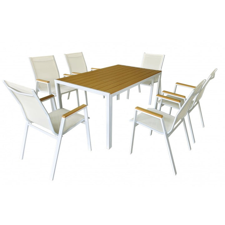 XONE Tavolo Pieghevole 180x75cm Legno Effetto - Tavolo Giardino Con Piano Resina E Struttura Metallo - Foto 14